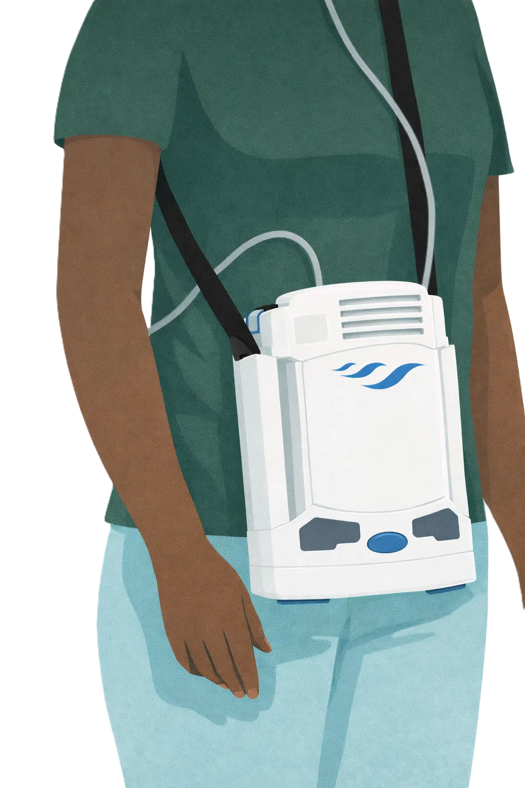 Mobile Sauerstofftherapie für mehr Unabhängigkeit bei COPD Nahaufnahme eines mobilen Sauerstoffkonzentrators FreeStyle zur Unterstützung der Atmung im Alltag.