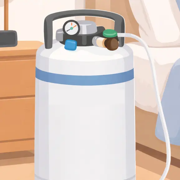 Vorratsbehälter für Flüssigsauerstoff (LOX), der im Gegensatz zu Konzentratoren keinen dauerhaften Strom benötigt.