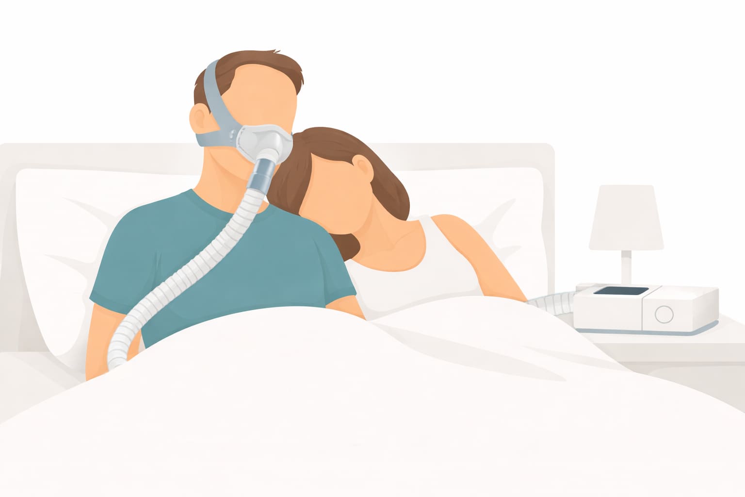 Erholsamer Schlaf für Sie und Ihren Partner durch BiLevel-Therapie Ein entspannt schlafendes Paar im Bett – Symbol für den Therapieerfolg und ruhige Nächte dank BiLevel-Versorgung.
